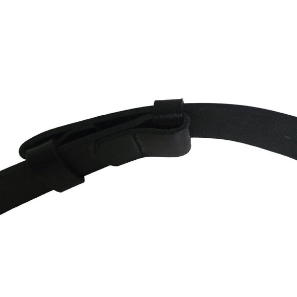 Chico's Vintage Black Leather Enamel Medalian Link Belt Size 30-34 - Picture 5 of 6